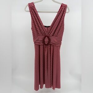 Star Vixen Y2K Mod Vibes Red White Stretch Knit Sleeveless Dress, Women's Large